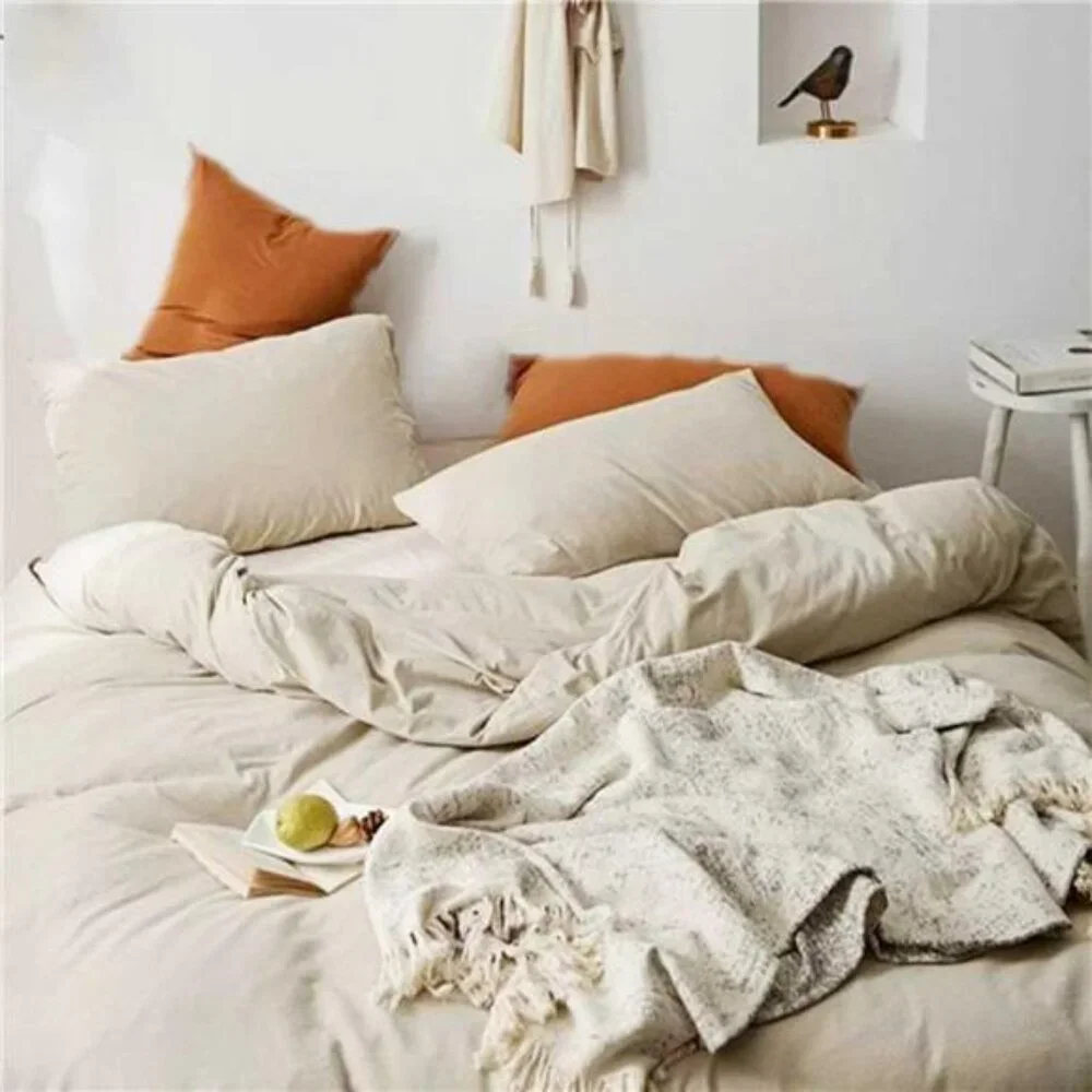 Beige Comforter Set Queen Size, 3 Piece Aesthetic Modern Bedding Set - Soft